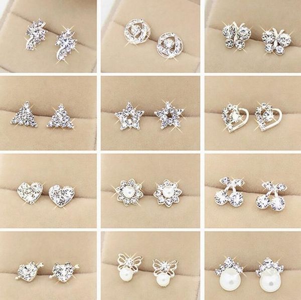 50 brincos de estilo nova moda adorável feminino coração cristal brinco de orelha de cristal jóias para encantador amante brinco brinco de diamante eardro