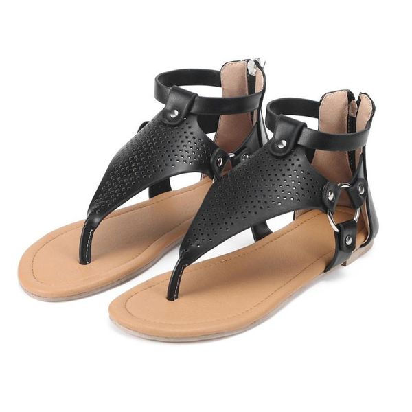 

new style back zipper sandals women 2020 hollow out flat sandals female bohemian style summer beach footwear