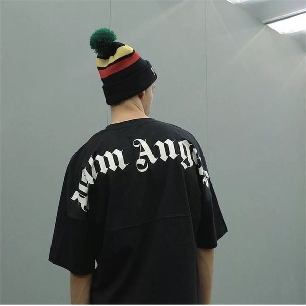 

18fw palm angel t hirt fa hion new pattern black white over ize logo round neck hort leeve tee men and women t hirt hfwptx231