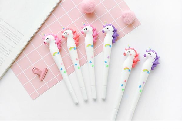 

unicorn заменяемых чернила гелевых ручек школа поставка канцелярской красочный cute unicorn gel pen kids подарки 0.5mm black blue ink pen bh