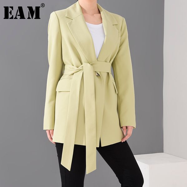 

women's suits & blazers [eam] women green bandage big size blazer lapel long sleeve loose fit jacket fashion tide spring autumn 2021 1s, White;black