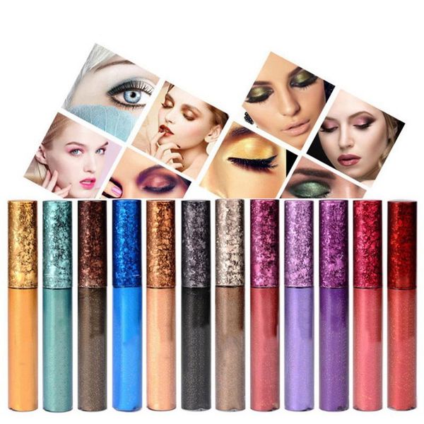 

12 colors/box set glitter high gloss beauty shining smoky eye waterproof glitter charming liquid eyeshadow