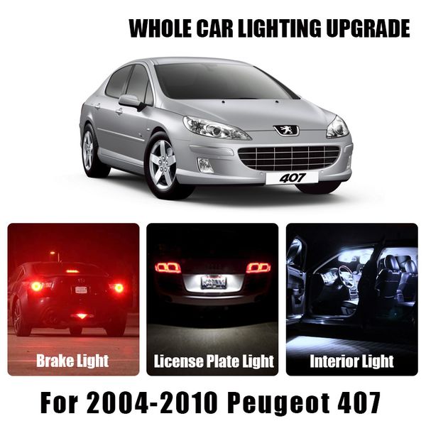 

white red car led bulbs brake reverse parking light for 2004 2005 2006-2010 407 sw turn signal exterior interior lamp