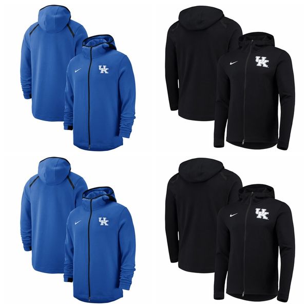 

kentucky widcats nike 2018-2019 on-court basketball player showtime performance full-zip hoodie - black bule, Blue;black