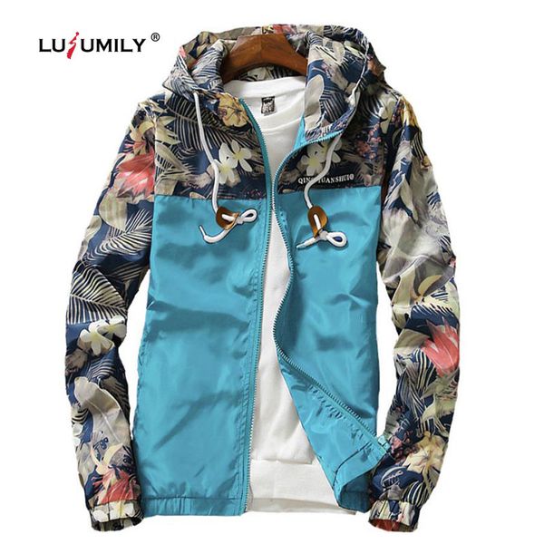 

women's jackets lusumily plus size 5xl windbreaker jacket women causal zipper splicing hooded floral loose basic coat womens, Black;brown