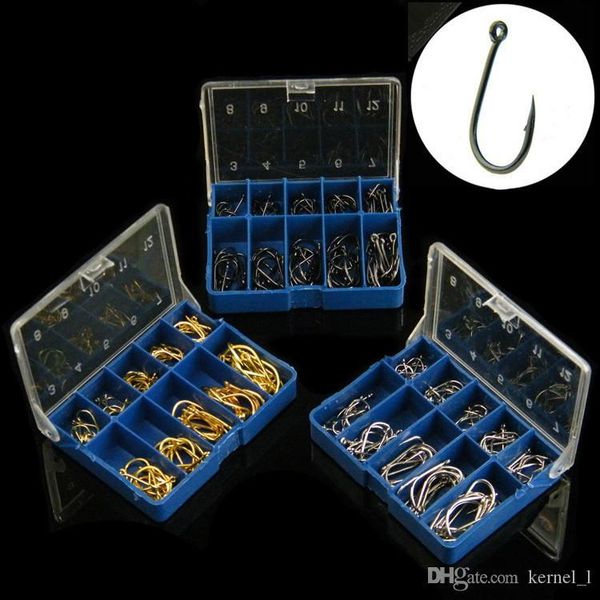

100pcs 1box 3-12# ise hook high carbon steel with hole barbed hooks fishing hooks pesca carp fishing tackle accessories blue box
