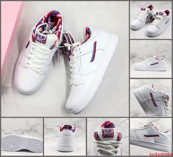 

parra sb dunk skateboard shoes 2019 white pink furry mens women designer sports casual sneakers size 36-45