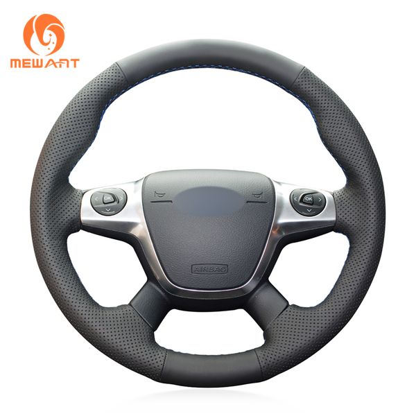 

mewant black artificial leather car steering wheel cover for focus 3 2012-2014 kuga escape 2013-2016 c-max 2011-2018