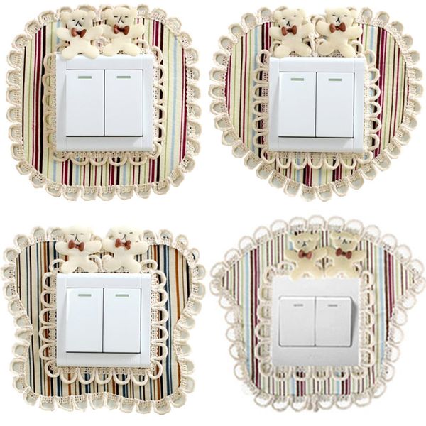 

korean-style wood grain switch stickers fabric wall stickers switch cover dust cover socket decoration set switch socket set