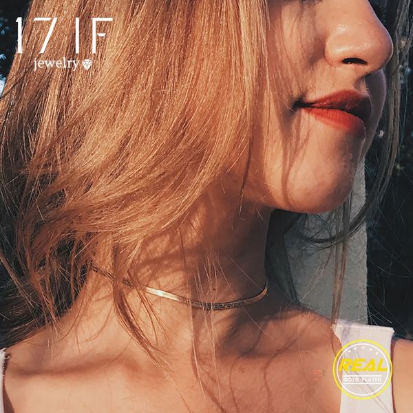 

17if 2019 новый панк-чокеры ожерелья для женщин блестки простые плоские лезвие змея воротник ожерелье золото серебро ювелирные изделия подар, Silver