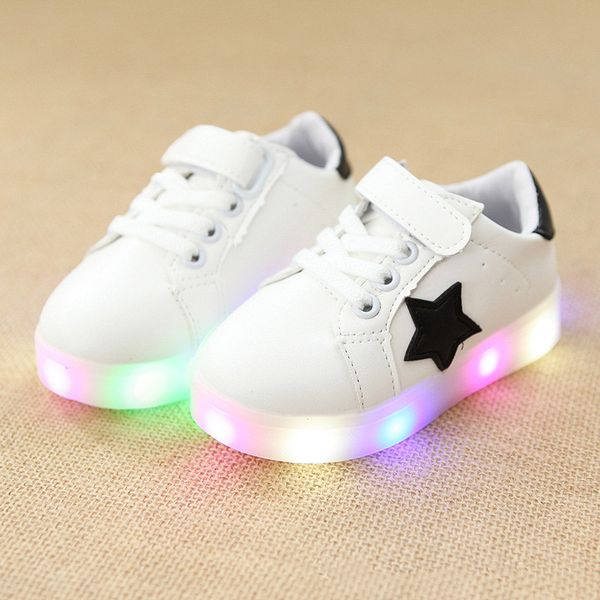 

new 2019 classic sports lighted up solid baby shoes casual running glitter led toddlers cool lovely fashion baby sneakers, Black