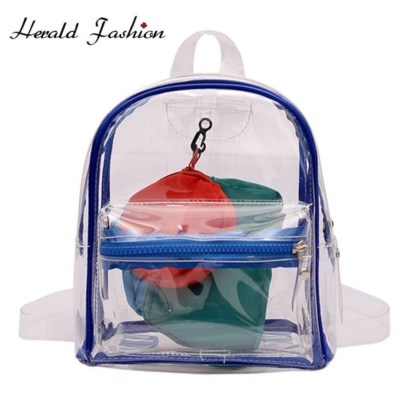 

herald fashion women bookbag transparent pvc backpack candy clear jelly female travel backpack purse crystal beach bag portable