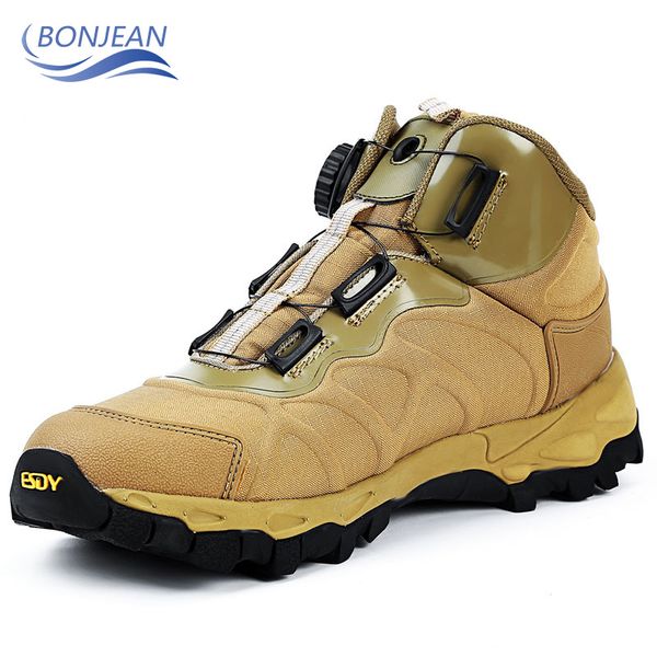 

tactical combat boots boa lace system men wear-resistant breathable outdoor hiking shoes wild hunting safety men shoes