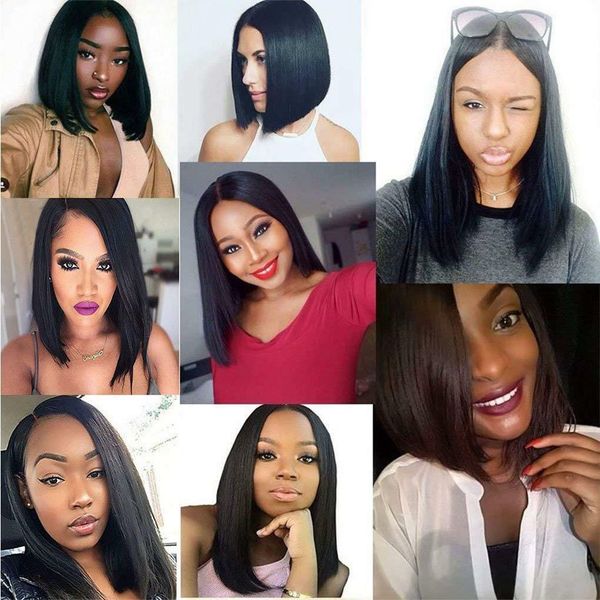 

bob lace front wigs for women brazilian lace front wig pre-plucked straight lace front human hair wigs bob wig, Black;brown