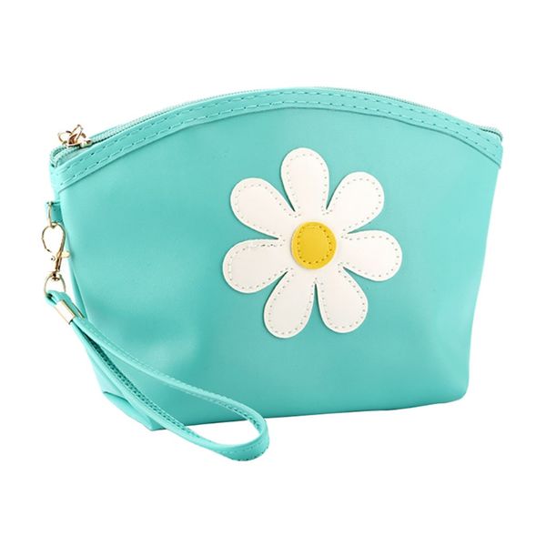

fashion women flower leather zipper handbags cosmetic bag makeup pouch purses zipper make up bath handbag purse female tote