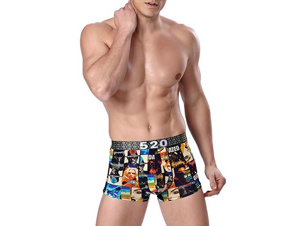 

print ice silk soft breathable men's underwear man boxer shorts, Black;white