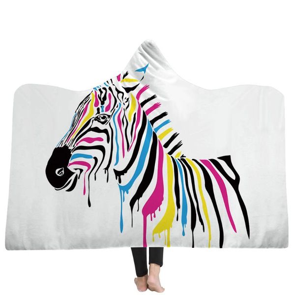 

wearable adults coral fleece hooded blanket animal dermatoglyph hoodie throw blankets for home decor blanket