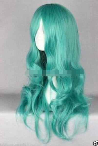 

+ + + neptune long green cosplay wavy wig, Black;brown