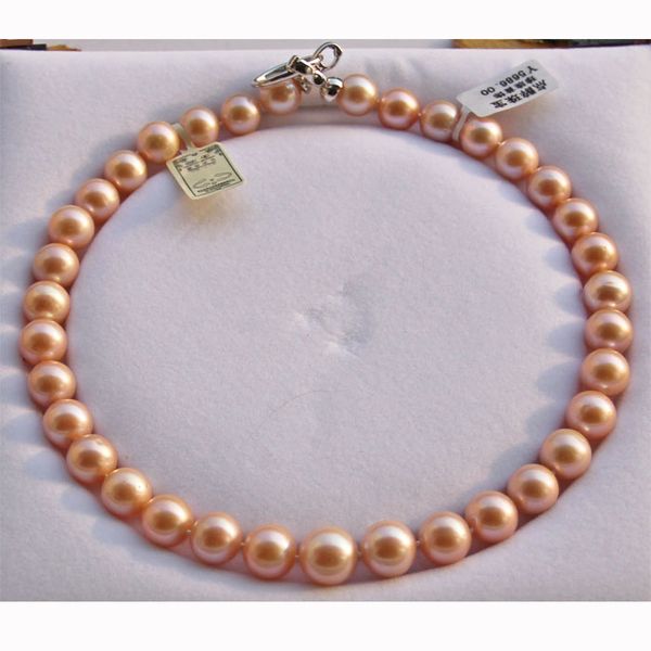 

100% genuine 11-12mm natural pearl necklace round light pink women's nekalce 925 silver clasp 18inch