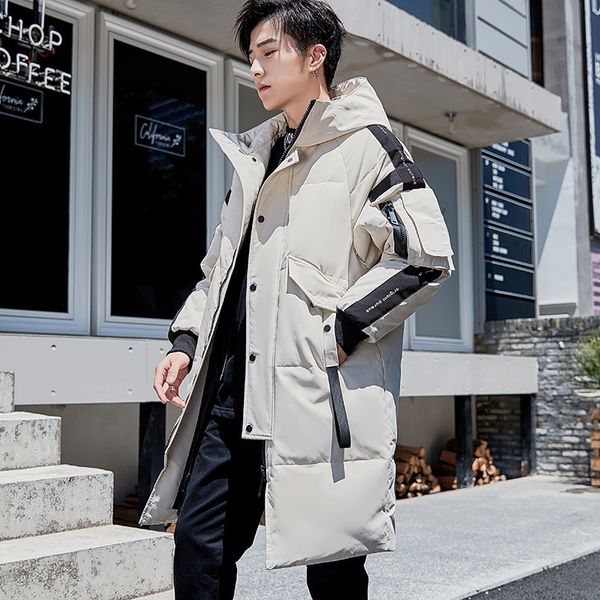 

men's down & parkas winter long hooded duck overcoats outdoors outerwear male casual fashion jacket coat menswear jk-845, Black