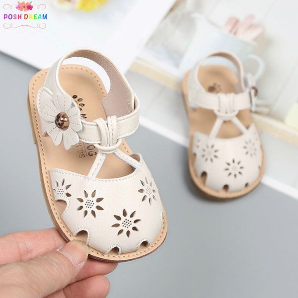

posh dream summer 2019 baby sandals shoes pink white flower baby toddler shoes 0-1 year princess girl soft bottom sandals, Black;red