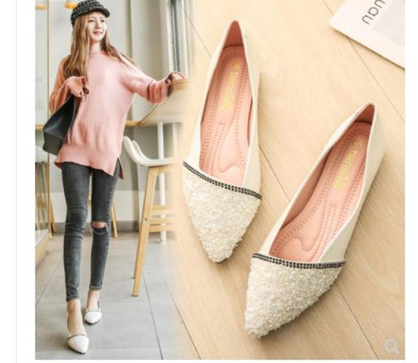 

2019 women's shoes in spring and autumn with new style flat bottom pointed end @233, Black