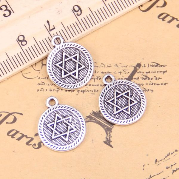 

7pcs charms star of david shield of david 15mm antique silver plated pendants diy handmake tibetan silver bracelet necklace, Bronze;silver