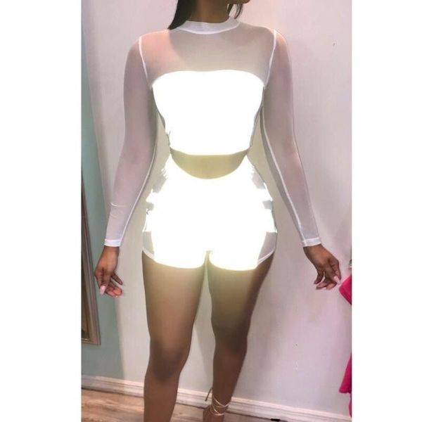 

ladies set summer neon two piece reflective set women sport white sling shorts fashion plus size ropa mujer