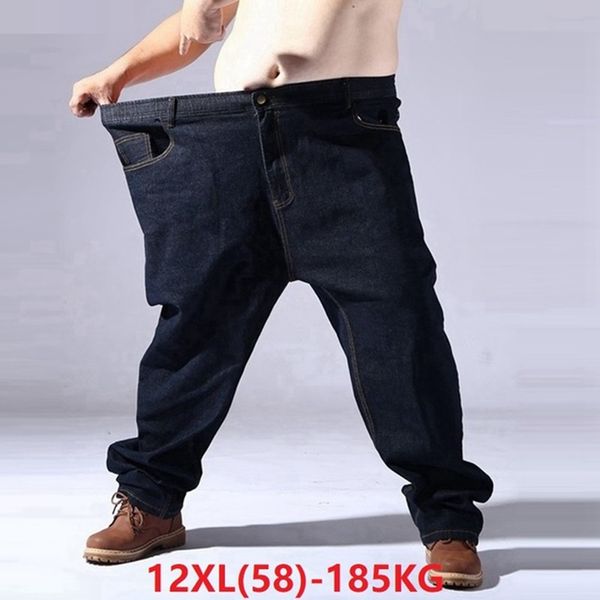 

big size jeans for men oversize 9xl 10xl 11xl 12xl high waist jeans trousers man denim pants straight 62 64 66 elasticity, Blue