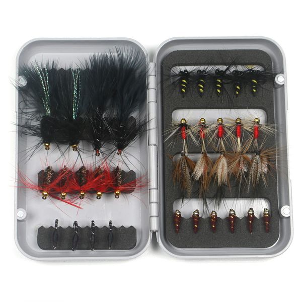 

34/44pcs fishing lure tying material wet/dry nymph artificial flies bait pesca trout carp fishing pesca tackle/box