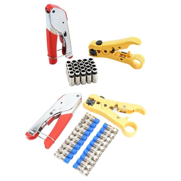 

20pcs f compression connectors for rg6 rg59 coaxial cable crimper striper pliers