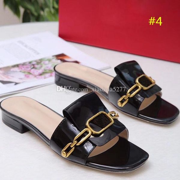 

large size classic high heeled sandals coarse heel leather designer patent leather woman shoes metal buckle for parties occupation sand, Black