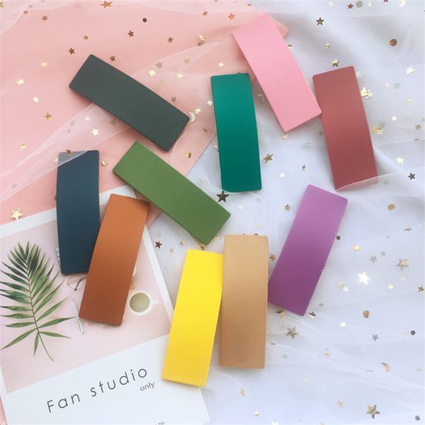 

10 color available sweet girl solid matte texture hair clip for female geometric rectangle hair accessories hairpins