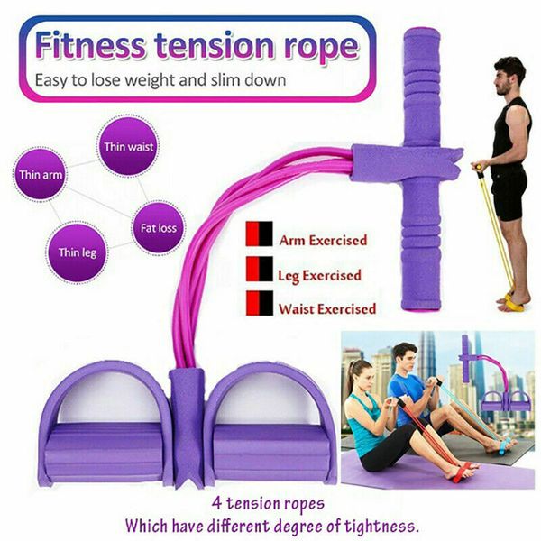

dhl; fitness gum 4 tube resistance bands latex pedal exerciser sit up pull rope expander elastic bands yoga equipment pilates workout tool