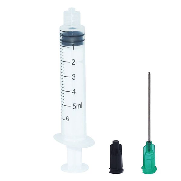 Seringas 5ml com 18ga 1,5 Blunt ponta da agulha Ótimo para Glue Aplicador, Oil dispensação Pacote de 10