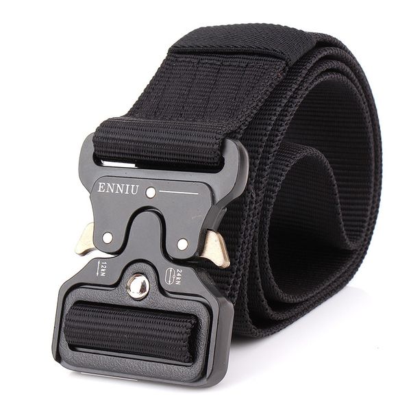 

equipment tactical belt men nylon knock off metal buckle army belt strap heavy duty soldier combat waist belts, Black;brown