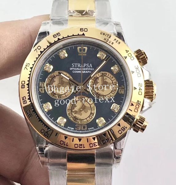 

luxury men's chronograph watch mens automatic cal.4130 mother pearl dial watches gold men eta 116505 cosmograph swiss 116503 wristwatch, Slivery;brown