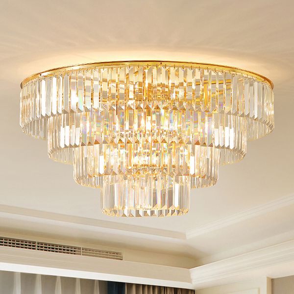 New Design Modern Crystal Ceiling Chandelier Lamps Gold Luxury Flush Mount Crystal Chandeliers Lighting For Bedroom Living Room Decoration Rustic