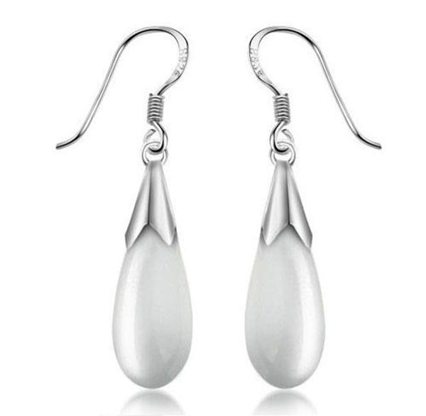 

стерлингового серебра 925 пробы опал серьги белое золото накладные капли воды кулон болтаться мода чешские женщины серьги совершенно новый, Silver