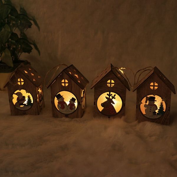 

1 pcs christmas diy luminous cabin innovative christmas snow house with light colorful wooden cottage decoration