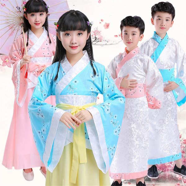 

children traditioanl chinese hanfu girls retro fairy folk dance costumes kids stage performance clothes oriental tang suit, Black;red
