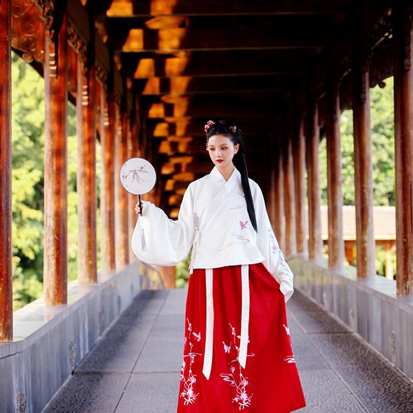 

chinese clothing women's jacket skirt gary set origional butterfly smudging fresh spring and summer autumn daily life chinese-st, Black;red