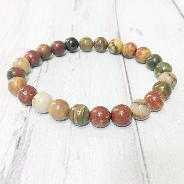 

MG0355 Genuine Picasso Jasper Bracelet Natural Stone Handmade Bracelet Meditation Wrist Mala Divine Feminine Bracelet, Black