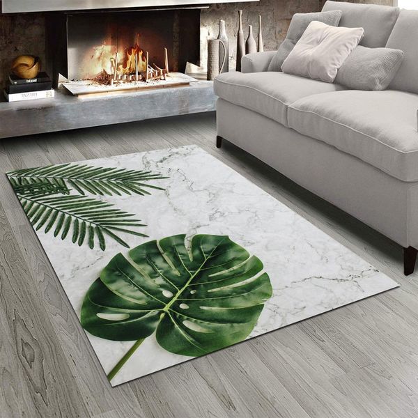 

else gray marble tropical green leaves 3d print non slip microfiber living room modern carpet washable area rug mat