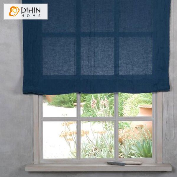 

modern pure color flat linen custom roman shades light filter / blackout roman shades window curtains with chain mechanism