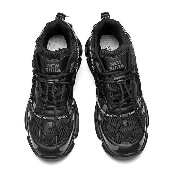 

breathabl sport men mesh leather safety breathable sneakers mens casual shoes light shoe slip shoes summer transpirables new on, Black