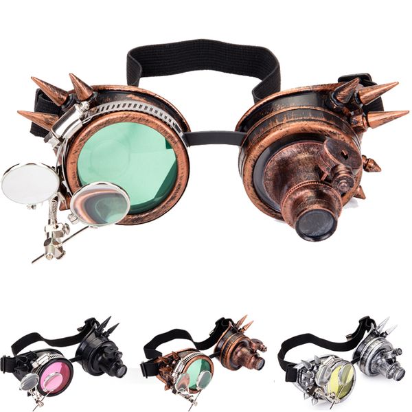 

florata cosplay vintage victorian rivet steampunk goggles glasses welding cyber gothic hipping&wholesale, White;black