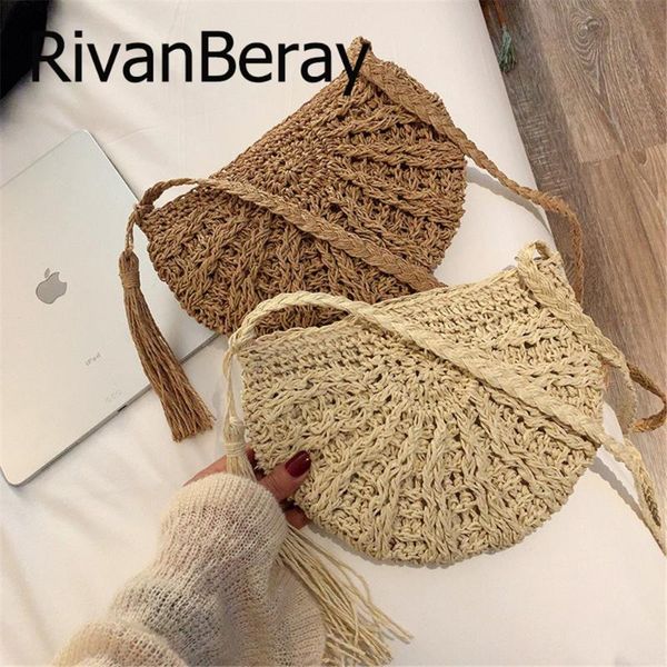 

bohemian tassel straw saddle bags handmade weave rattan crossbody bags for women 2020 new summer beach bag travel shoulder purse