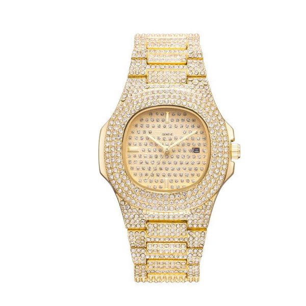 

diamond nautilus men women luxury watch iced out stainless steel clasp quartz movement 41mm male female gift wristwatch, Slivery;brown