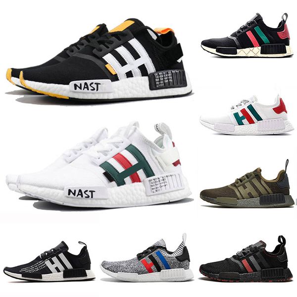 

2020 nmd runner r1 primeknit triple black white bee nmds designer running shoes for men women oreo nmds sports sneakers 36-46, White;red